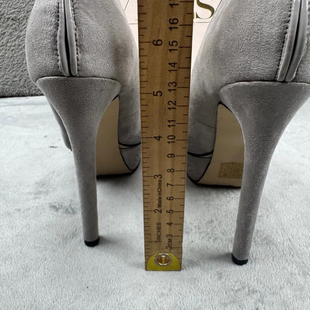 Vices Grey‎ Faux Suede Platform Pumps Stiletto Heels 1167-5 Size 37